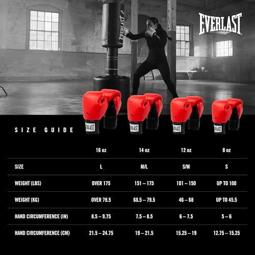 Image of Everlast Prostyle 2 Boxing Gloves, Entry Level Training Gloves for Men and Women, Secure Fit Hook and Loop Closure & Ventilation, Heavy Bag & Speedbag Training