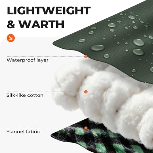 Bolsa de dormir de franela de algodón, 35-60°F XXL para 2 personas, para clima frío, impermeable con bolsa de compresión para senderismo, caza y viaje miniatura 4