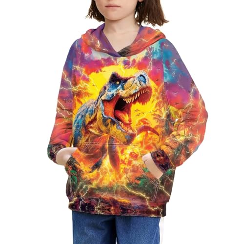 Image of WELLFLYHOM Boys Hooded Sweatshirts Hoodie Pullover Cool Graphic Crewneck Blouses Size 6-16