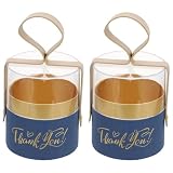 JEWEDECO Caja Cilíndrica Portátil de Cuero Azul para Dulces Tapa Acrílica Transparente, Ligera y Elegante, 2 Piezas Adecuado para Regalos y Almacenamiento