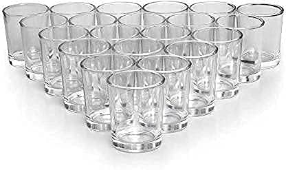 Glass Tea Light Candle Holders for Home Decoration, Party, Wedding, Living Room, Diwali,Chirstamas Decor and Gifting Items (Pack of 16)Transparent