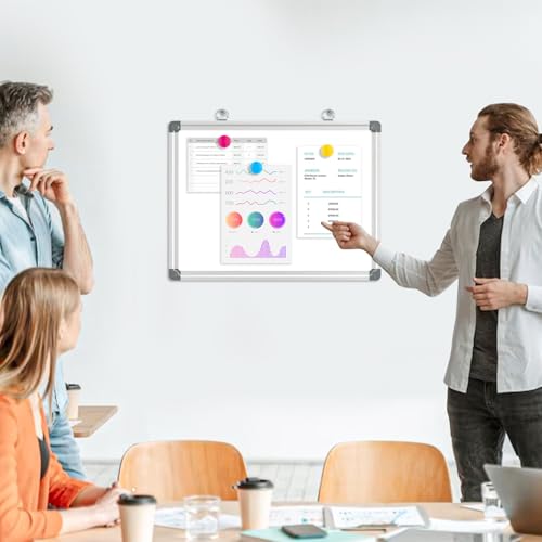DOLLAR BOSS Whiteboard Magnetisch, Whiteboard Klein 30X40CM Magnettafel A3 Magnetpinnwand mit 2 Stifte, 8 Magnete and 1 White board Radiergummi, aufhängen, keine Bohrung