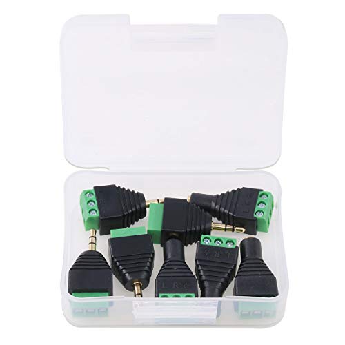 Glarks 8Pcs 3.5Mm(1/8Inch) Stereo Audio Balanced Male & Female Jack To Av 3-Screw Video Balun Terminal Adapter Connector #TOP6