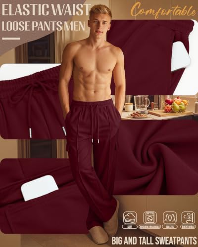 Image of Neer Men's Big and Tall Cargo Sweatpants Baggy Pants