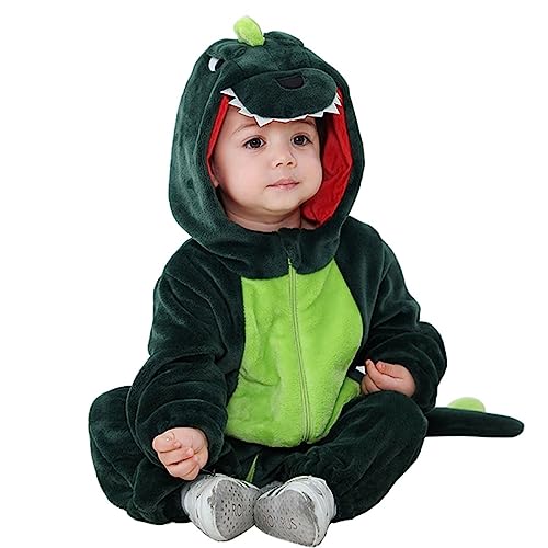 ABTSHU - Disfraz de dinosaurio verde para bebé, mameluco de Halloween para niños pequeños, 3-4 años