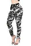 TwiinSisters Women's High Waist Slim Fit Jogger Cargo Camo Pants for Women with Matching Belt - Large, City