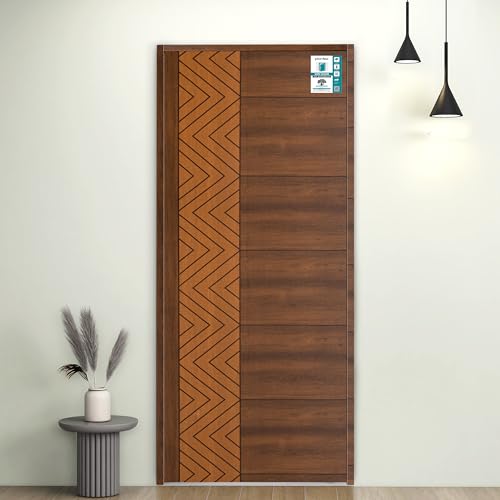 Image of Plantex WPC Doors for Home (25 mm - Thickness) /Waterproof Bathroom Door /2.25x6.5 Feet Wooden Finished Door for Office /Balcony /Kitchen, Density-550 (27x78 inch,19.5 kg- Ember Pattern)