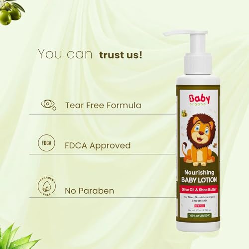 Image of Babyorgano Baby Body Lotion for Newborn 0-2 Years Babies 200ml | Nourish & Moisturise Skin | Non Sticky | Enriched with Ylang Ylang, Olive Oil, Paraben Free