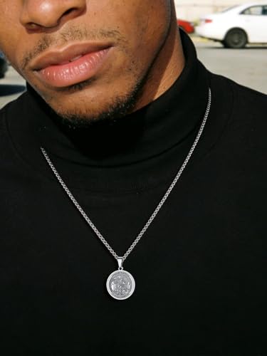 Image of U7 Saint Michael Necklace for Men,Stainless Steel /18K Gold Plated St Michael Archangel /Saint Benedict /Saint Christopher Pendant Amulet Necklace for Men Women