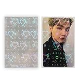100PCS Laser Flashing Card Sleeves Cover Shinny Hearts Kpop Photocard Sleeves (58x89mm, Hearts)