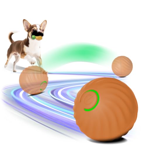 Image of Interactive Dog Toys Ball Small, 2.1 inch Bouncing Rotating Ball, Pet Toys for Small Dogs, USB Rechargeable (Matte Orange)