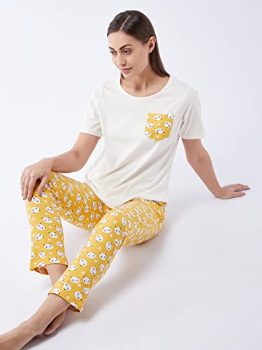 Image of Miss Chase Women's White Round Neck Short Sleeves Printed Regular Length T-Shirt