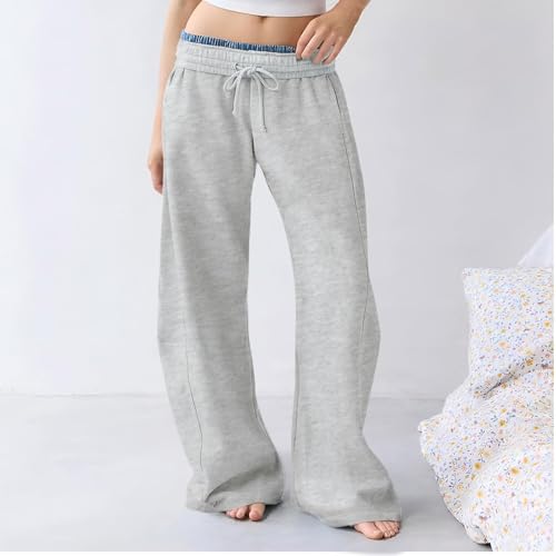 Barrel Sweatpants Women Baggy Wide Leg Oversized Low Rise Interior Drawstring Lounge Sweatpant with Pockets3