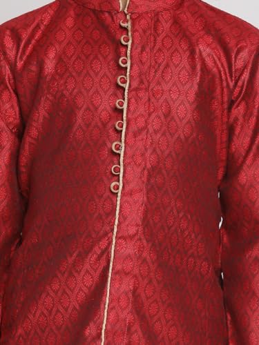 Image of VASTRAMAY Boy's Silk Blend Printed Kurta Pyjama Set (1)