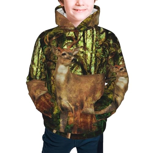 Fawn In The Fantasy Forest Boy, Girls Sports Shirt Youth Pullover Fashion Hooded Sweatshirt