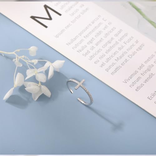 MIFYNN Cross Rings for Women Dainty Cz Cross Finger Rings Gold Silver Wedding Bands Ring Adjustable Simple Statement Ring Jewelry Gift4