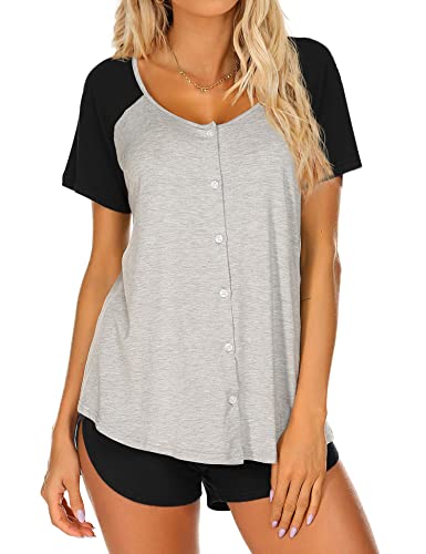 Ekouaer Women's Pajama Short Sleeve Sleepwear Soft Pj Set Top And Shorts Pajamas Set #TOP3