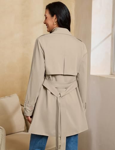 luvamia Trench Coat Women Mid Length Classic Double Breasted Lapel Business Casual Fall Jacket Coats Outerwear with Belt3