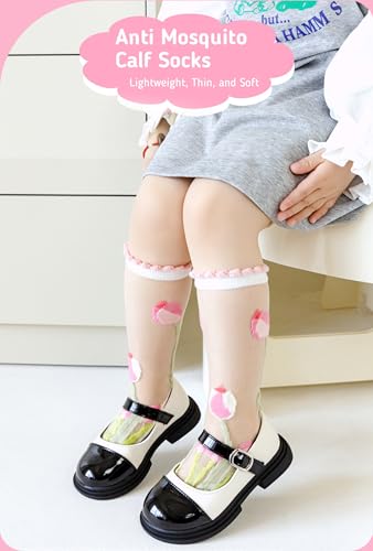 Toddler Girl Knee High Socks Summer Soft Breathable 1-12 Years Thin Mesh Socks 3 Pairs2