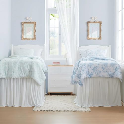 Laura Ashley - Twin Comforter Set, Soft & Reversible Floral Bedding with Bonus Bed Sheets & Pillowcases, 5 Piece Bed Set for Year Round Comfort (Delphine Saras/Sprig Blue) by Laura Ashley - Used condition - Image 4
