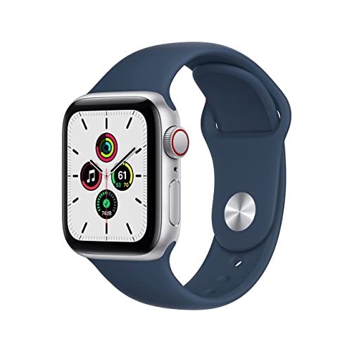 Apple Watch SE (GPS + Cellular, 40mm) Silver Aluminium Case with Abyss Blue Sport Band - Regular with AppleCare+
