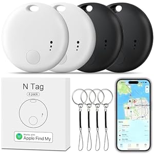 Tracker Tag 4 Packs Bluetooth Tracker, Smart Tag Locator Tracking Device, Keys Finder and Item Locator,Air Tracker Item Finders with Find My(iOS Only) Track Your Keys,Wallet,Luggage,Pets and Bag
