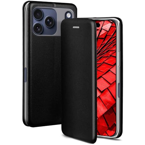Étui iPhone 17 Pro ONEFLOW en cuir synthétique noir mince à rabat
