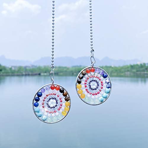 Image of LONGSHENG Mandala Beads Tree of Life Fan Pull Chain Fan Light Replacement Extender Pull Chain, Pack of 2