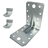 8x Escuadras Metálicas Reforzadas 90 x 90 x 65 mm (2.0 mm) – Acero Galvanizado – Conector de madera perforada - Soporte de esquina en forma de L