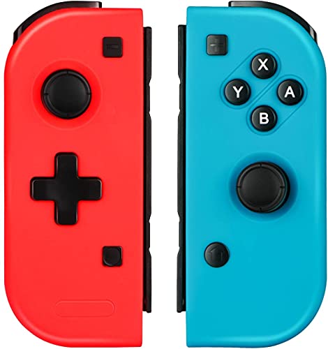 Controller Replacement for Nintendo Switch, L R Pro Remote Wireless Controller Comfort Grips Gamepad Plug and Play Auto Connect Compatible with Nintendo Switch Console - Red and Blue