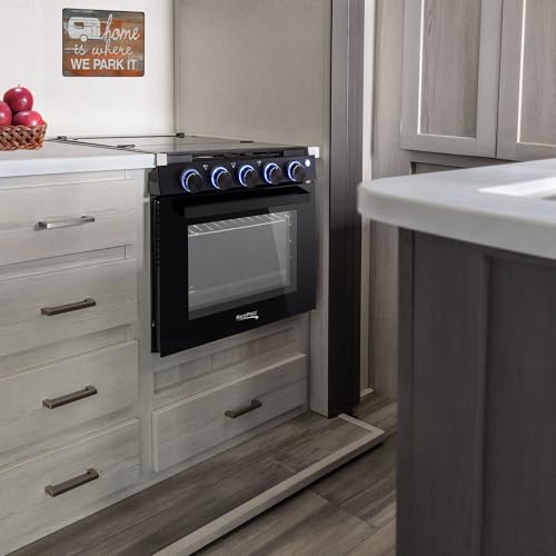Image of RecPro RV 3 Burner Gas Range 21 inch Stove Oven Black Optional Range Hood