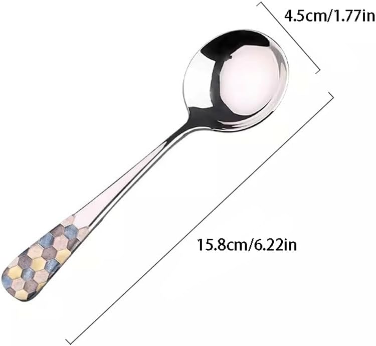 Spoons,Rice Spoons, Table Spoon Stainless Steel Spoon Dessert Spoon Household Round Spoon Kitchen Spoon Coffee Teaspoon Mixing Spoon Dinner Spoon Teaspoons(Pink)