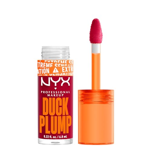 NYX Professional Makeup Lip Plumping Gloss, Intense Colour and High Pigmentation, With Extreme High Shine Finish, Infused with Spicy Ginger, Vegan Formula, Duck Plump, Hall Of Flame