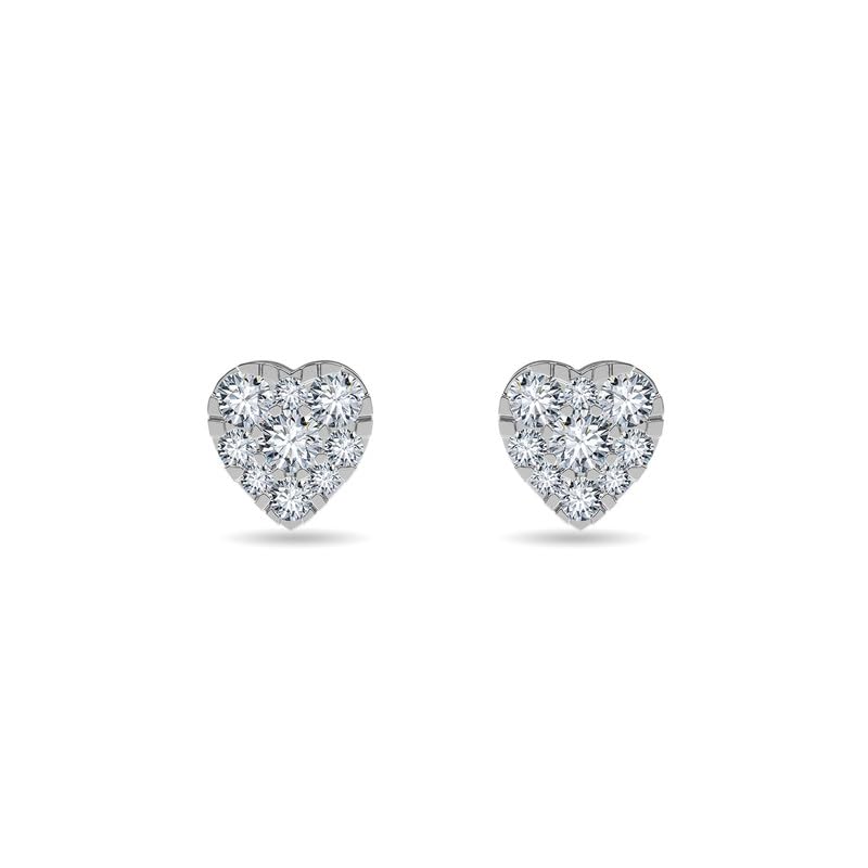 Image of KISNA JEWELS 14K BIS Hallmark Pure White Gold & SI Real Diamond Hearts Earrings For Women with Screw Back clouser
