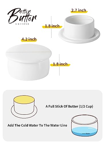 Butter Crock, French Butter Keeper - Fresh Soft Butter Without Refrigeration, White, Porcelain - Better Butter & Beyond #TOP5