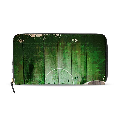 Portefeuille long en cuir femme fermeture éclair tout-en-un motif graffiti football