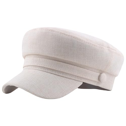 LANEYCX Newsboy Hats for Women, Fashion Newsboy Cap Bakerboy Cabbie Gatsby Pageboy Visor Beret Hat (US, Numeric, 7 1/8, Creamy White)