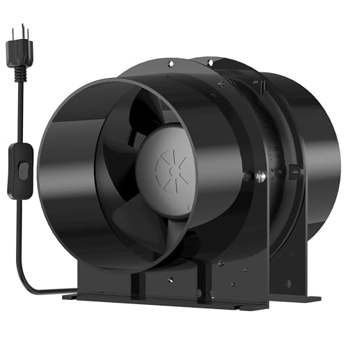 Okryain ダクトファン 150mm 換気扇 軸流ファン ダクト用換気扇 風量333㎥/h 中間取付 スイッチ付き 100-120V対応 HA1751B1HL (φ150mm)