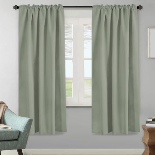 Image of H.VERSAILTEX Blackout Curtains Thermal Insulated Window Treatment Panels Room Darkening Blackout Drapes for Living Room Back Tab /Rod Pocket Bedroom Draperies, 52 x 72 Inch, Light Sage, 2 Panels