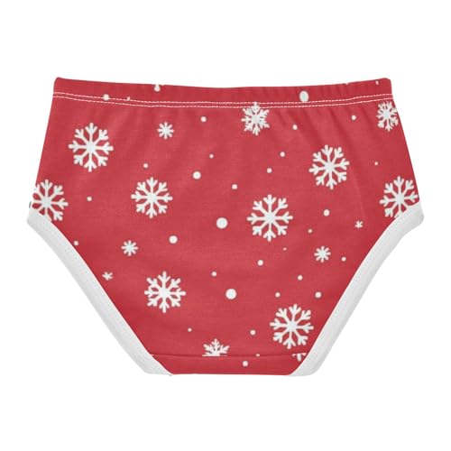 Classic Red Snowflake Soft and Breathable Girls' Panties Breathable Underwear for Kids in Sizes 2T,3T, 4T, 5T, 6Y and 8Y2
