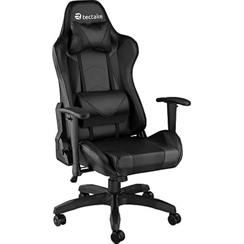 TecTake 800728 Bürostuhl Racing Gaming Stuhl mit hoher Rückenlehne inkl. Lordosenstütze und Nackenkissen - Diverse Farben Cover