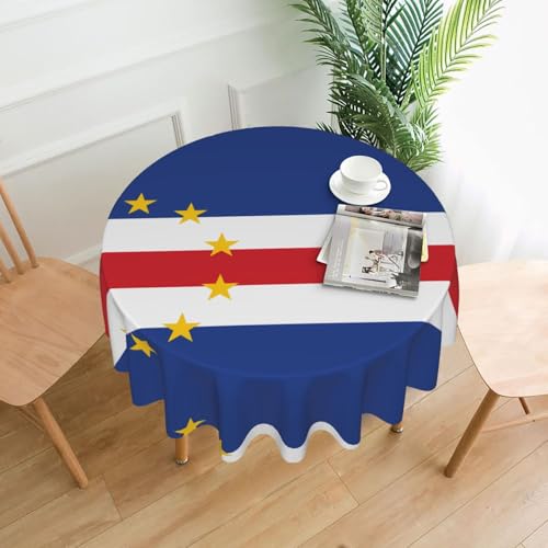 rrxnbcgg Mantel redondo de poliéster de 152 cm con bandera de Cabo Verde, para mesa de comedor, perfecto para fiestas, bodas y ocasiones especiales