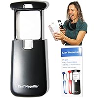 EasY Magnifier Lupa de Bolsillo con Luz LED 3.0X (300%) movil;