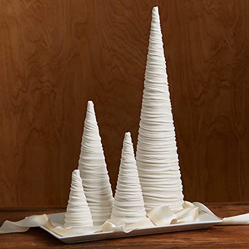 Image of Your Heart's Content Light Ivory Velvet Trees Set of 4, Winter White Minimalist Home Decor, Valentine Tabletop Tree, Holiday Wedding Centerpiece, Cozy Bookshelf Accent, Gift for (Light Ivory)