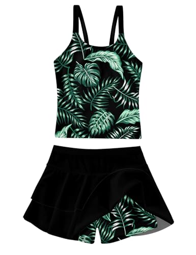 Image of ALISISTER Girls Tankini Swimsuit Two Piece Bathing Suits Summer Beach Swimwear with Shorts for 7-12 Years