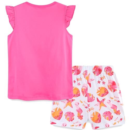 Image of Bumeex Toddler Girls Summer Outfit Cotton Top and Shorts Clothing Set