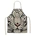 1 szt. Kot tygrys pies sowa z nadrukiem fartuch kuchenny bez rękawów bawełniane fartuchy lniane do gotowania narzędzia do czyszczenia domu-E