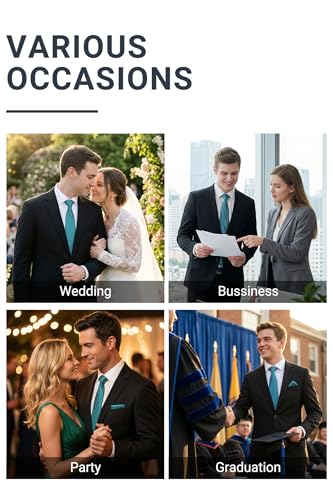Image of HISDERN Polka Dot Ties for Men Classic Silk Ties and Pocket Square Formal Business Necktie Handkerchief Wedding Party