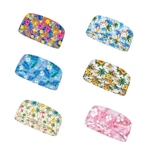 Image of Forchrinse Sunflower with Text Print 6Pieces Sport Sweatband Headband for Soft Elasitc Headband Hair Bands Unisex Outdoor Sport Headbands