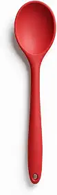 Colher de Silicone 27cm para Cozinha – Utensílio Resistente e Antiaderrente, Ideal para Panelas e Refeições Quentes, Cabo Ergonômico, 100% Silicone Alimentar, Reforçada e Lavável na Lava-Louças